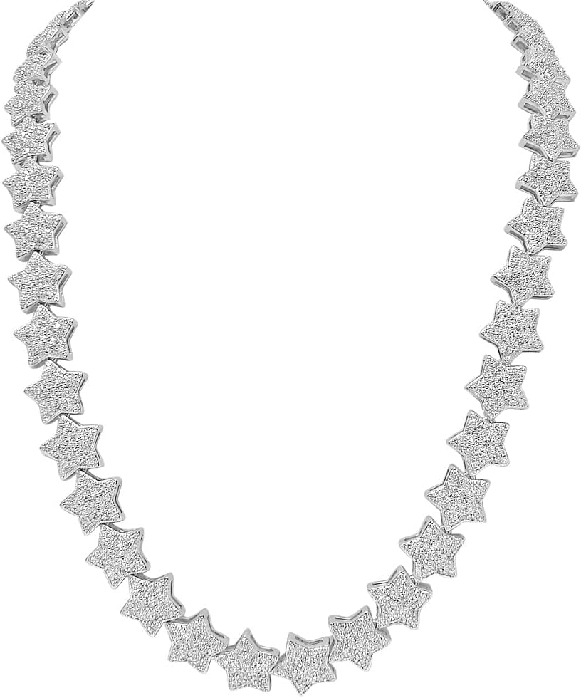 Real Genuine Hand Set 21.86 Cwt. VVS/D Certified Moissanite Diamond 14K Micron Gold Finish Infinity Star 14 MM Link Chain Neckless 85 Grams 22 Inch (GRA AUTHENTIC CERTIFICATE WARRENTY CARD INCLUDED)