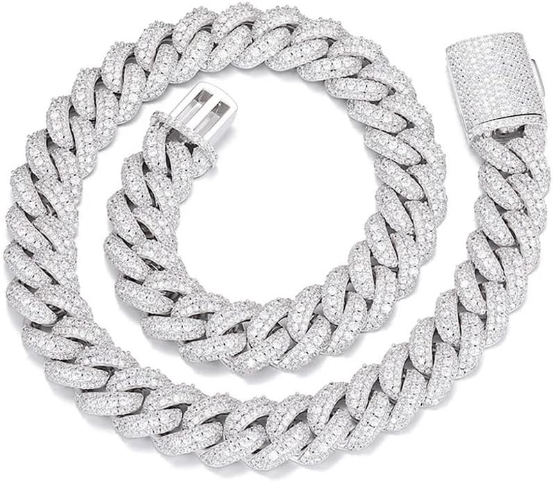 VVS/D 35.65 Cwt. Genuine Authentic Certified Hand Set Moissanite Diamond 14K Elecro Micron Gold Finish14mm Miami Cuban Link Chain Neckless 192+ Grams 22 Inch (G.R.A AUTHENTICITY CERTIFICATE WARRENTY CARD INCLUDED)