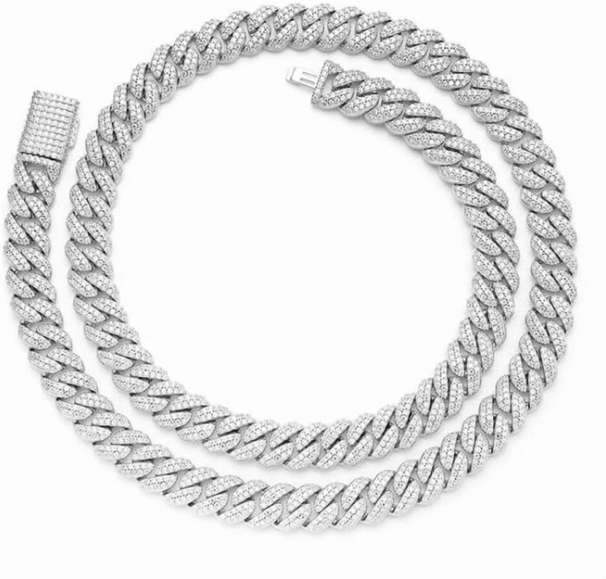 Real Genuine Authentic 11.00 Cwt. Certified Hand Set VVS/D Moissanite Diamond 14K White Gold Finish 6 MM Cuban Link Chain Neckless 45 Grams 18 Inch