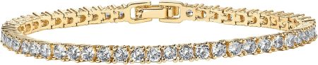 PAVOI 14K Gold Plated 3mm Cubic Zirconia Classic Tennis Bracelet | Gold Bracelets for Women