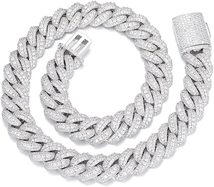 VVS/D 12.55 Cwt. Real Genuine Authentic Certified Hand Set Moissanite Diamond 14K Elecro Micron Gold Finish 8mm Miami Cuban Link Chain Neckless 67+ Grams 20 Inch (G.R.A AUTHENTICITY CERTIFICATE WARRENTY CARD INCLUDED)