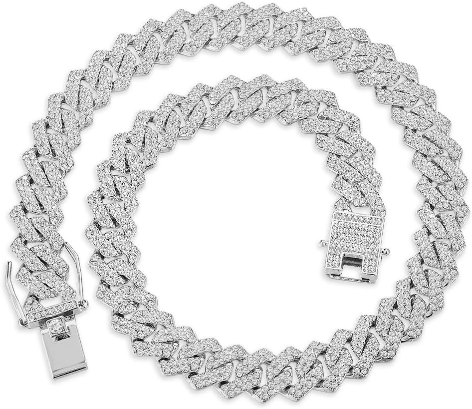 Real Genuine Authentic 45.85 Ctw. Certified Tested Hand Set VVS/D Moissanite Diamond 14K Gold Finish 12 MM Cuban Link Chain Neckless 144 Grams 24 Inch