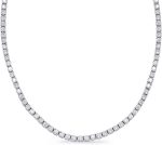 15 Carat NATURAL REAL Round 14K White Gold 17 "Uniform Straight Diamond Tennis Riviera Necklace (D-E Color, VS1-VS2 Clarity) Graduating Ultra Premium Collection 4 Prong