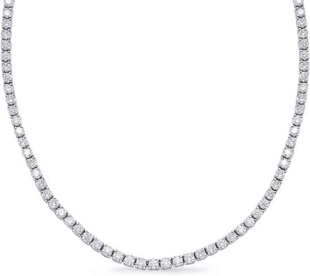15 Carat NATURAL REAL Round 14K White Gold 17 "Uniform Straight Diamond Tennis Riviera Necklace (D-E Color, VS1-VS2 Clarity) Graduating Ultra Premium Collection 4 Prong