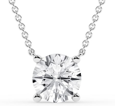 Belacqua Lab Grown Diamond Pendant Necklace in Sterling Silver, Solitaire 1/2 to 2 Carat, Round Cut, Prong Set, G Color, SI Clarity, 18" Cable Chain, Spring Ring Clasp, Jewelry for Women, Gift Box Included