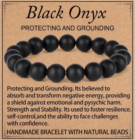 LPBeads Handmade Natural Gemstone Stretch Elastic Bracelet Healing Crystal Round Stone Beads Jewelry Gifts for Women Men