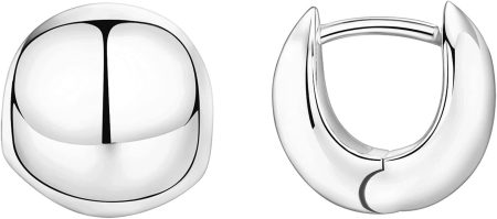 PAVOI 14K Gold Plated Chunky Huggies Earrings for Women - 925 Sterling Silver Posts Small Gold Huggie Hoop Earrings - Ultra Thick Hoops Trendy Jewelry