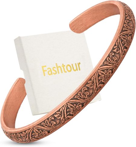 Pure Copper Bracelet for Men & Women, Vintage Carved Cuff | Pure Copper Bracelet for Men Women; 100% Solid Handmade Copper Bracelet; Vintage Carved Design; Tibetan Jewelry Gift
